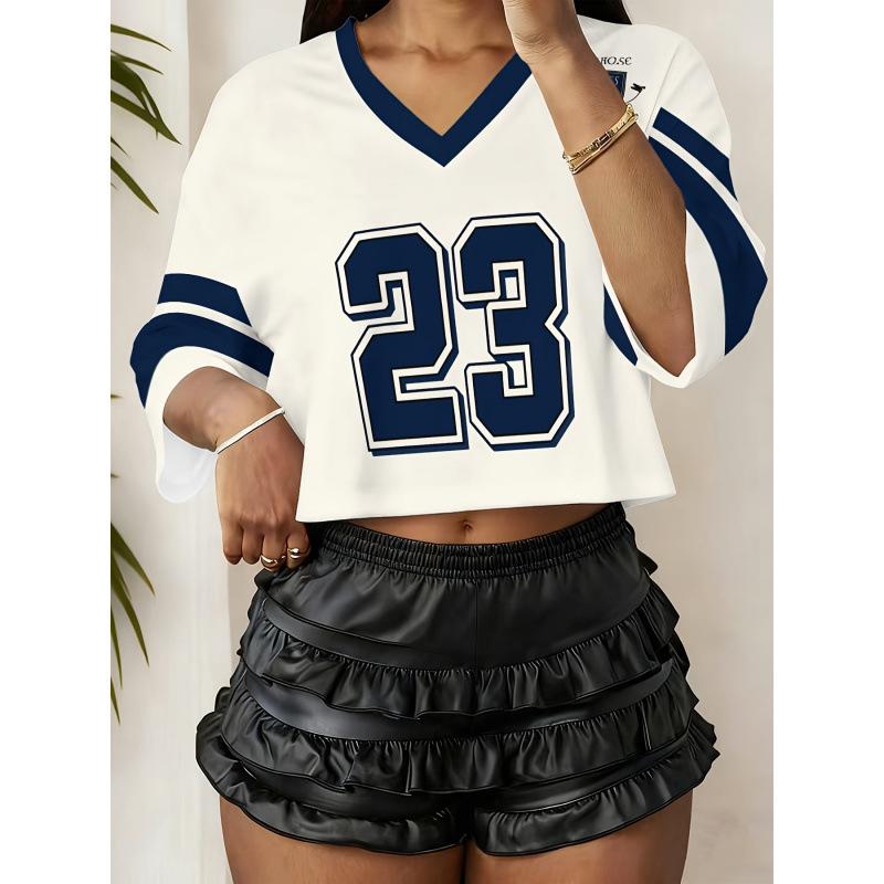 Personality trend blue and white striped digital T-shirt navy style lady style royal sister loose S