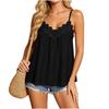 Women Casual Lace Trim V Neck Camisole Top Lightweight Spaghetti Strap Loose Fit Summer Tank Blouse