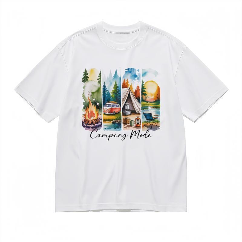 

Women s Trend Breathable Classic T-Shirt Sunset Beach Camping Graphic Tee S