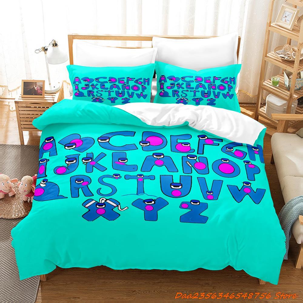 Comforter 26 Alphabet Lore Bedding Set Cartoon Anime Three-Piece Set Adult Kid Bedroom Duvet Sets Enlightenment 3D Print Kawaii