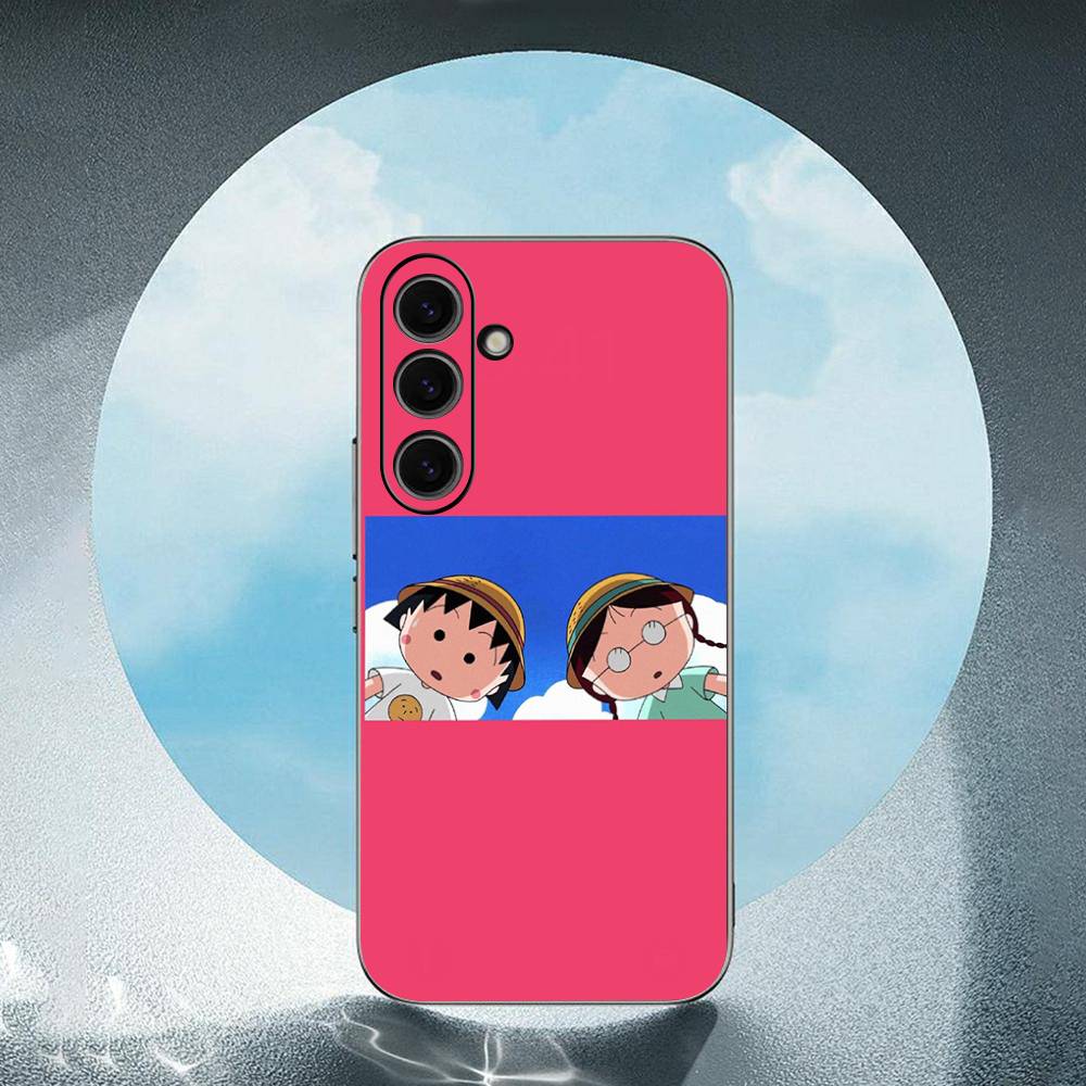Cute Anime Sakura Momoko -O For Samsung Galaxy S25 S24 S23 Ultra S22 S21 Plus S20 Black Soft Silicone Protective Case