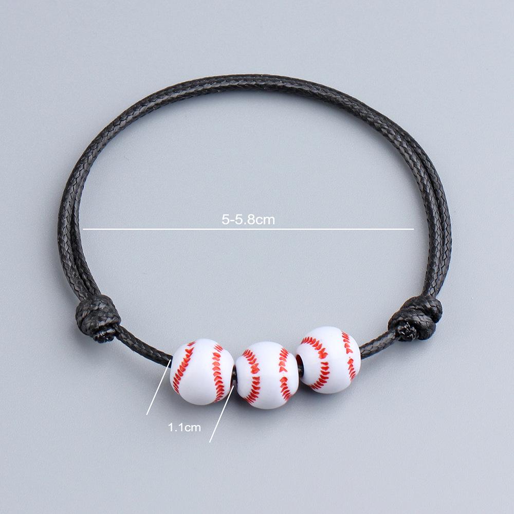 Handmade Acrylic Sports Ball Bracelet: Football, Basketball, Baseball Woven Design