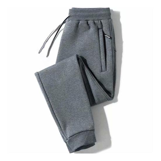 Men Thick Jogger Pants Fleece Lined Casual Sports Trousers Warm Loose Sweatpants with Zippered Pockets for Winter Daily Outings Street
