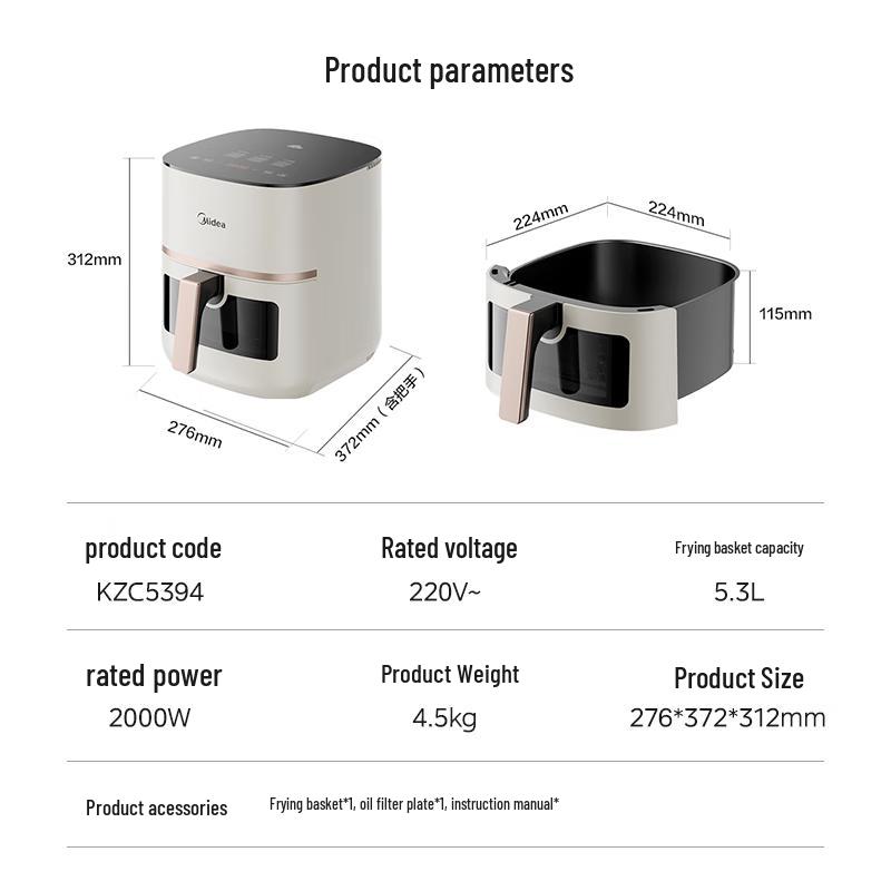 Midea 5.3L Dual Heat Air Fryer with Micro Steam