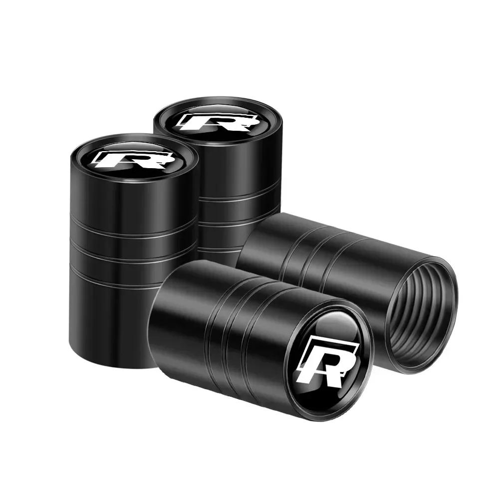 T23-For Volkswagen VW GTI R Golf 5 7 6 4 Polo Tiguan Passat Jetta Lavida Car Styling 3D Metal Wheel Tire Valve Stem Caps Accessories