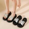 Retro slippers women's summer new thick-bottomed casual one-word drag heightening seaside beach sandals