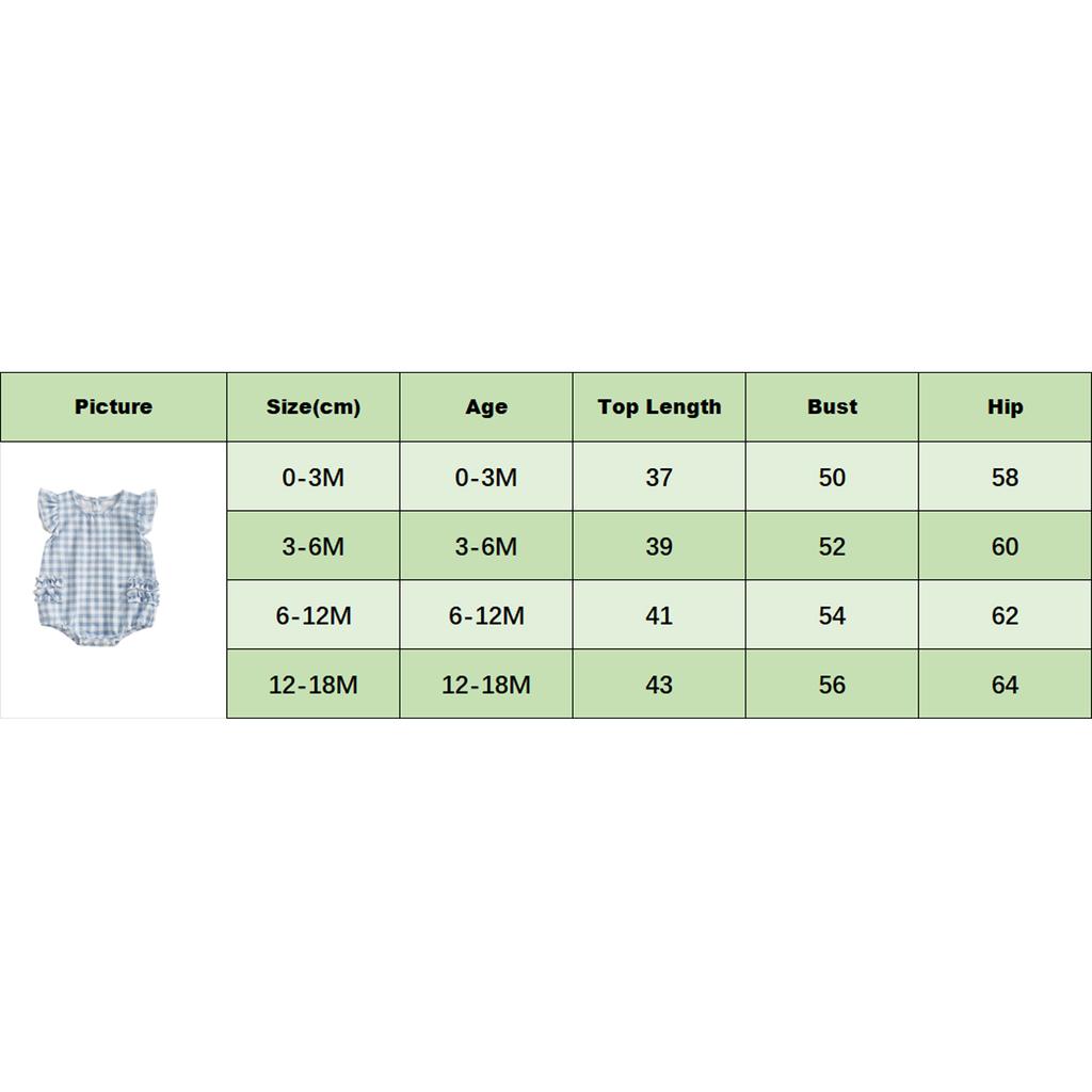 Baby Girls Rompers Plaid Frills Round Neck Fly Sleeve Infant Clothes Bodysuits Jumpsuits