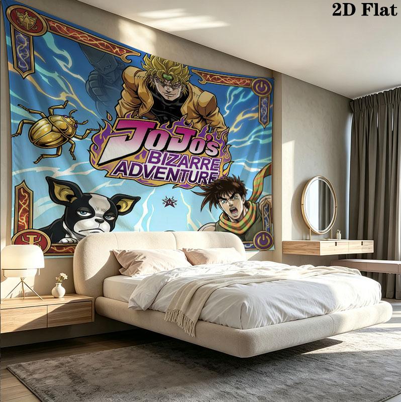 Jojos Bizarre Adventure Wall Tapestry Aesthetic Wall Hanging Printed Fabric Blanket Decorative Tapestries For Bedroom Living Room Home Decor