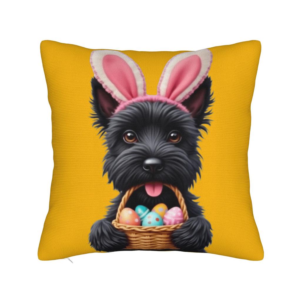 Cute Bunny Yorkie Terrier Dog Easter Eggs Pillow Cover Soft Cushion Cover Vintage Pillow Case For Office Car Home Decor