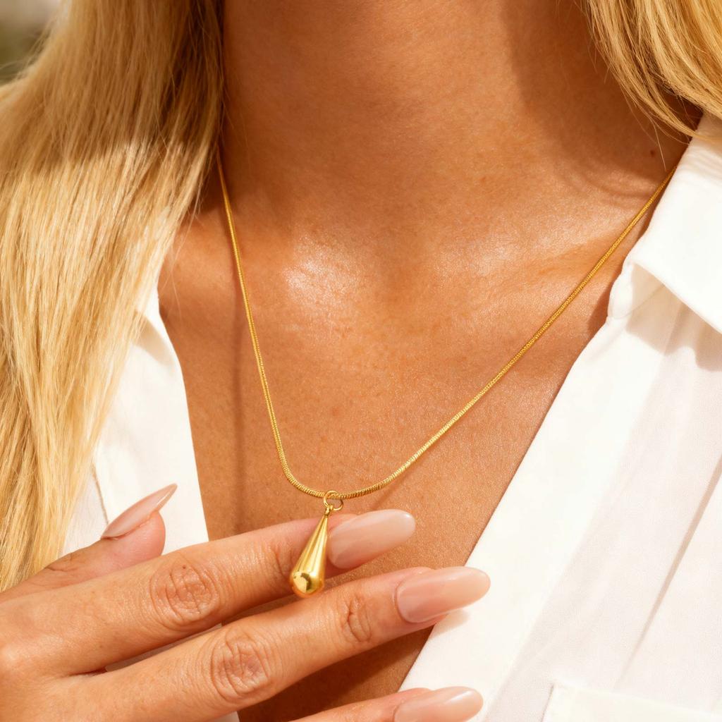 Fashion Set Jewelry Water Drop Earrings Necklace for Women Stainless Steel Gold Plated Necklaces Dainty Set Accessories Gift