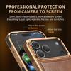 Electroplate Retro Oil Wax Leather Case for iPhone 16 Pro Max 17 Air 15 14 High Transparency Lens Magnetic Charging Phone Cover