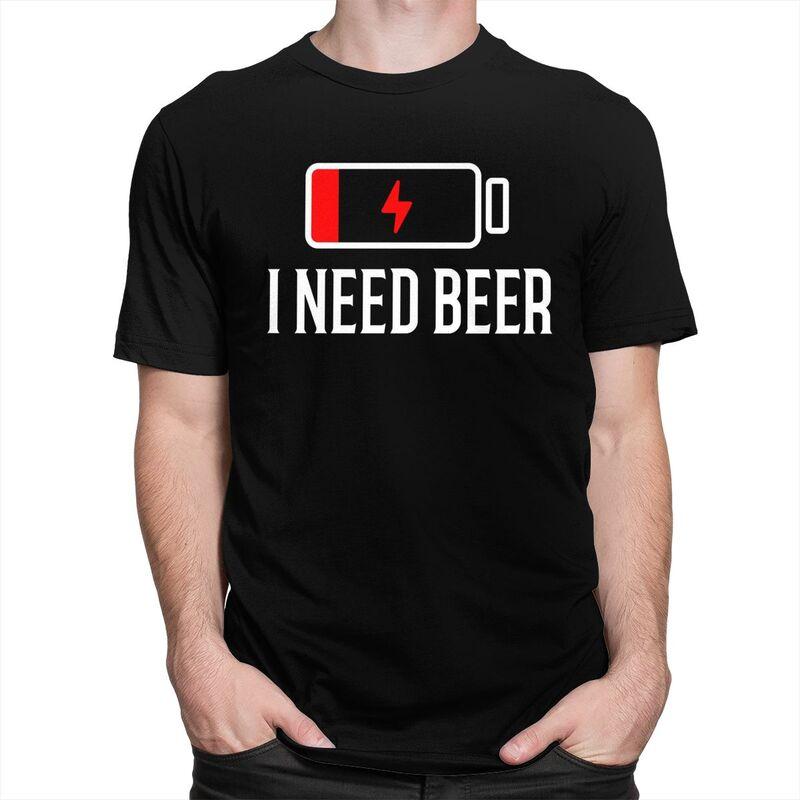 Individuelle Ich Brauche Bier T-Shirts für Herren Kurzarm T-Shirt Modische T-Shirts Reines Baumwoll-T-Shirt Geschenkidee