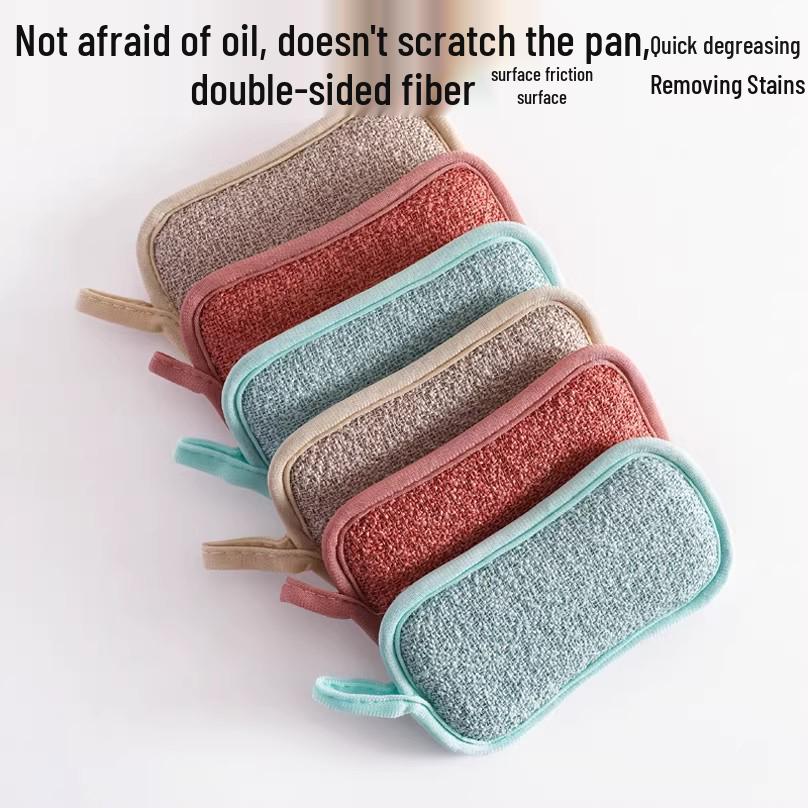 Bamboo Fiber Sponge & Dish Scrubber – Durable, Non-Shedding, Oil-Resistant, Multi-purpose Kitchen Cloth & Brush.