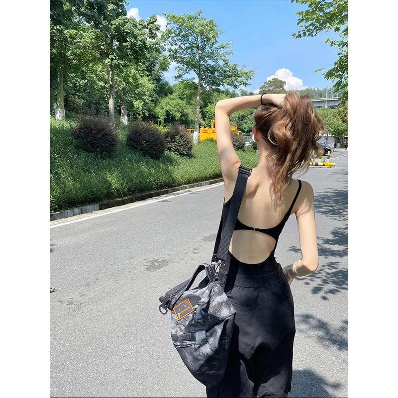 

Черная майка Pure Desire Женское нижнее белье Стильный сексуальный комбинезон с открытой спиной Модная сексуальная базовая рубашка Мода Black (without chest pad) S