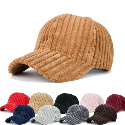 Cord Einfarbig Herbst Winter Baseball Kappe Unisex Halten Warm Mode Streifen Männer Snapback Papa Hut