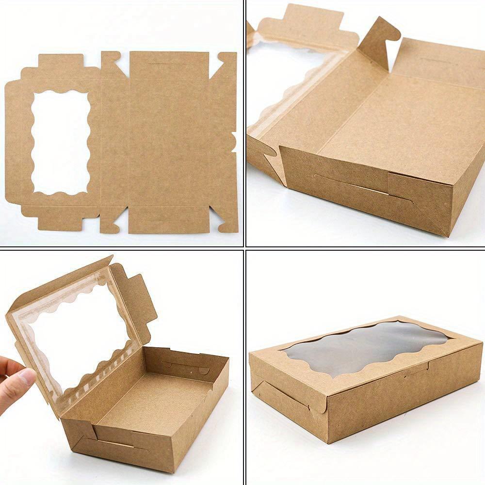 25pcs Premium Treat Boxes with Clear Window Kraft Paper Gift Box Gift Warp Boxes for Weddings Parties Valentine's Day Anniversaries Birthdays