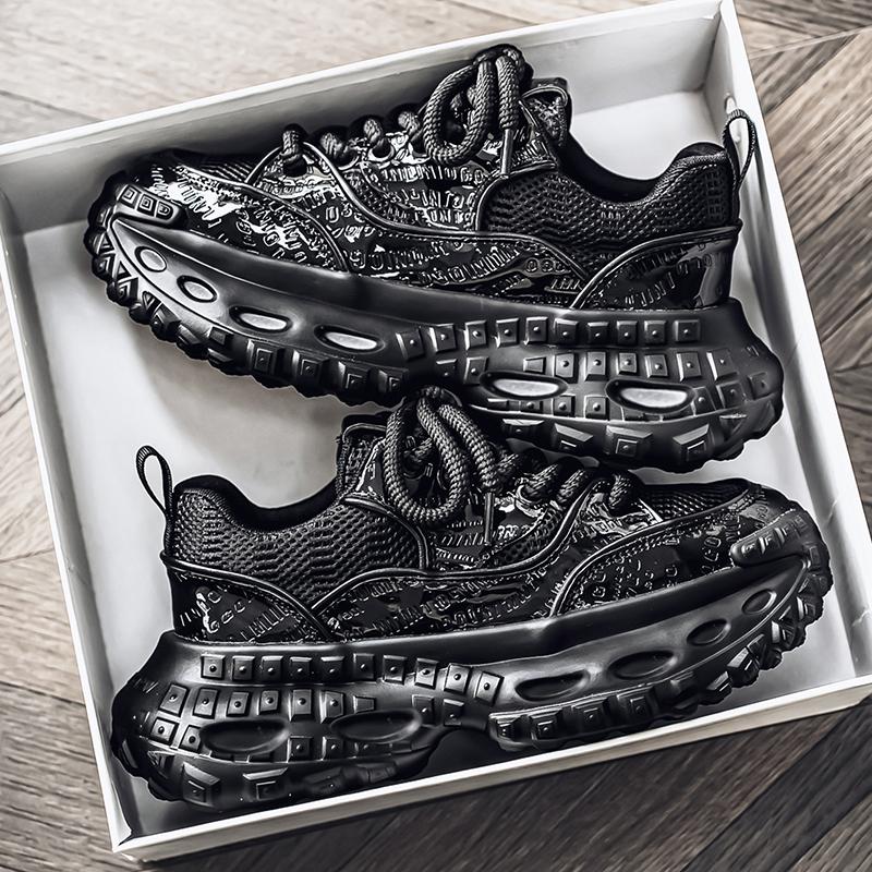 Men's Shoes Fashion Trend Mesh Breathable Thick Bottom Shoes Outdoor Anti-slip Comfortable Sneakers Casual Running Shoes White Shoes