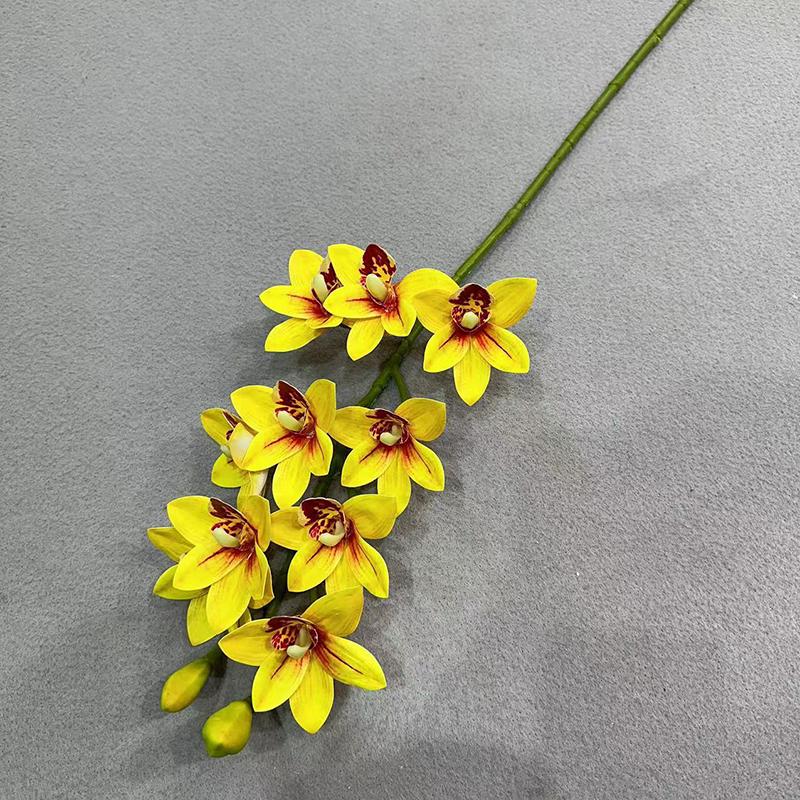 Artificial Cymbidium Hookerianum 10 Heads Simulated Vanda Cymbidium Tropical Phalaenopsis Tiger Orchid Plant