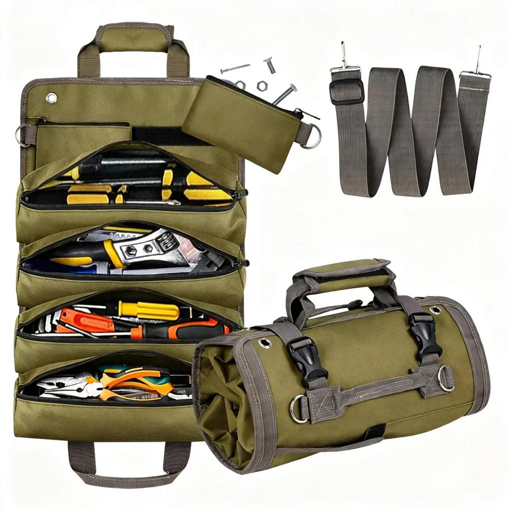 Oxford Cloth Tool Storage Bag – Portable Roll-Up Canvas Tool Bag, Handheld Electrician's Accessory Bag, Hardware & DIY Tool Storage