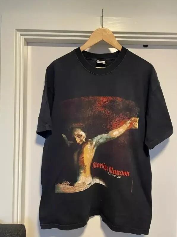 

Retro 2000 Marilyn Manson Guns God And Government Tour Black Unisex Tshirt Unisex T-Shirt XXXXL