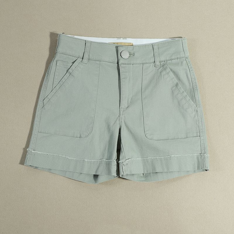 

Summer Fashion Solid Color Casual Pull Edge Straight Shorts Light green 10