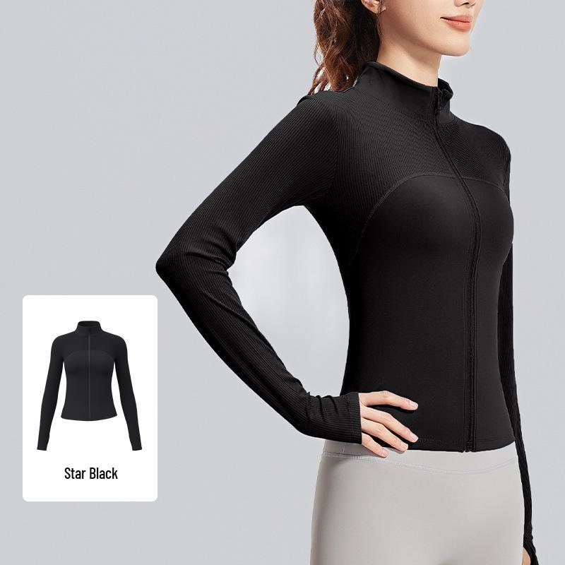 

Juyitang Полосатая приталенная спортивная куртка для йоги со стойкой X-Large