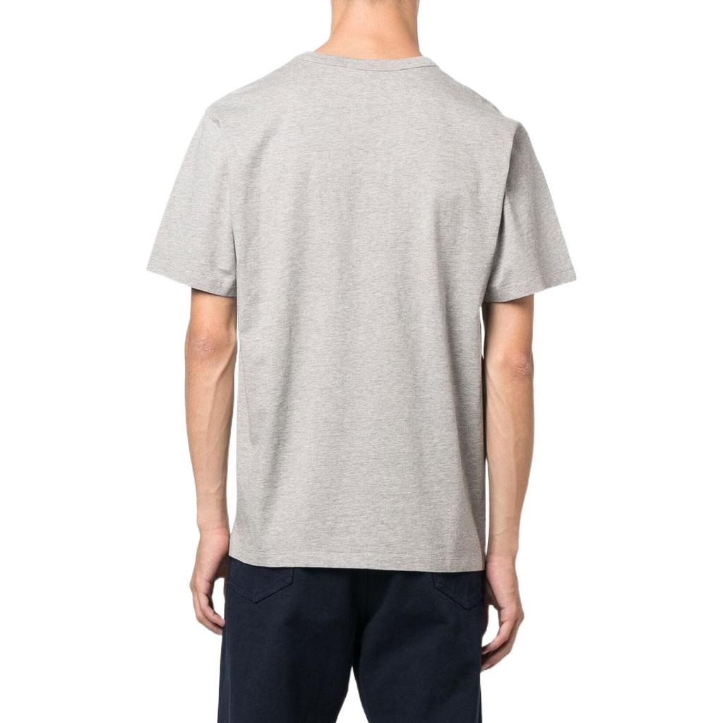 Maison Kitsune SS22 Solid Color Fox Head Appliqué Crew Neck Short Sleeve T-Shirt Men Tops Gray JM00120KJ0008-H150