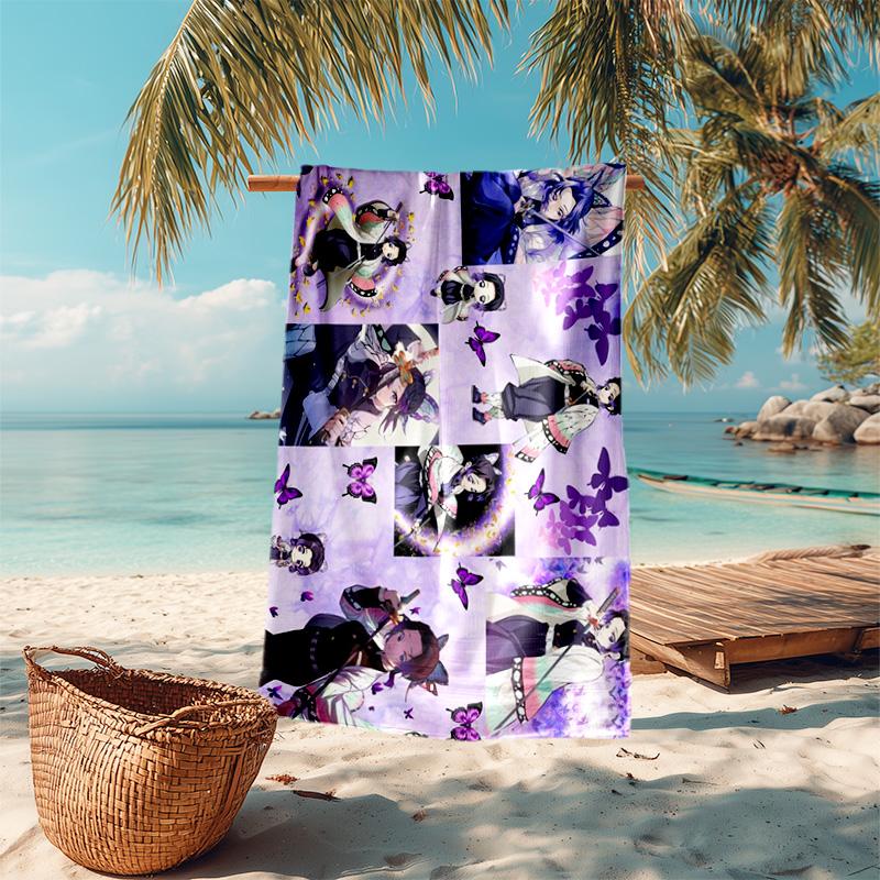 Japanese artist Koyoharu Gotouge's Demon Slayer beach towel, outdoor camping vacation swimming beach towel, outdoor absorbent bath towel blanket K18