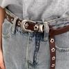 Metal Eyelet Belt No Punching Hollow Pu Leather Belt Paired With Jeans Belt For Men And Women