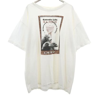 BOW VALLEY 90s Made In Canada Old CANADA LIFE Bear Short Sleeve T-shirt Men's Used