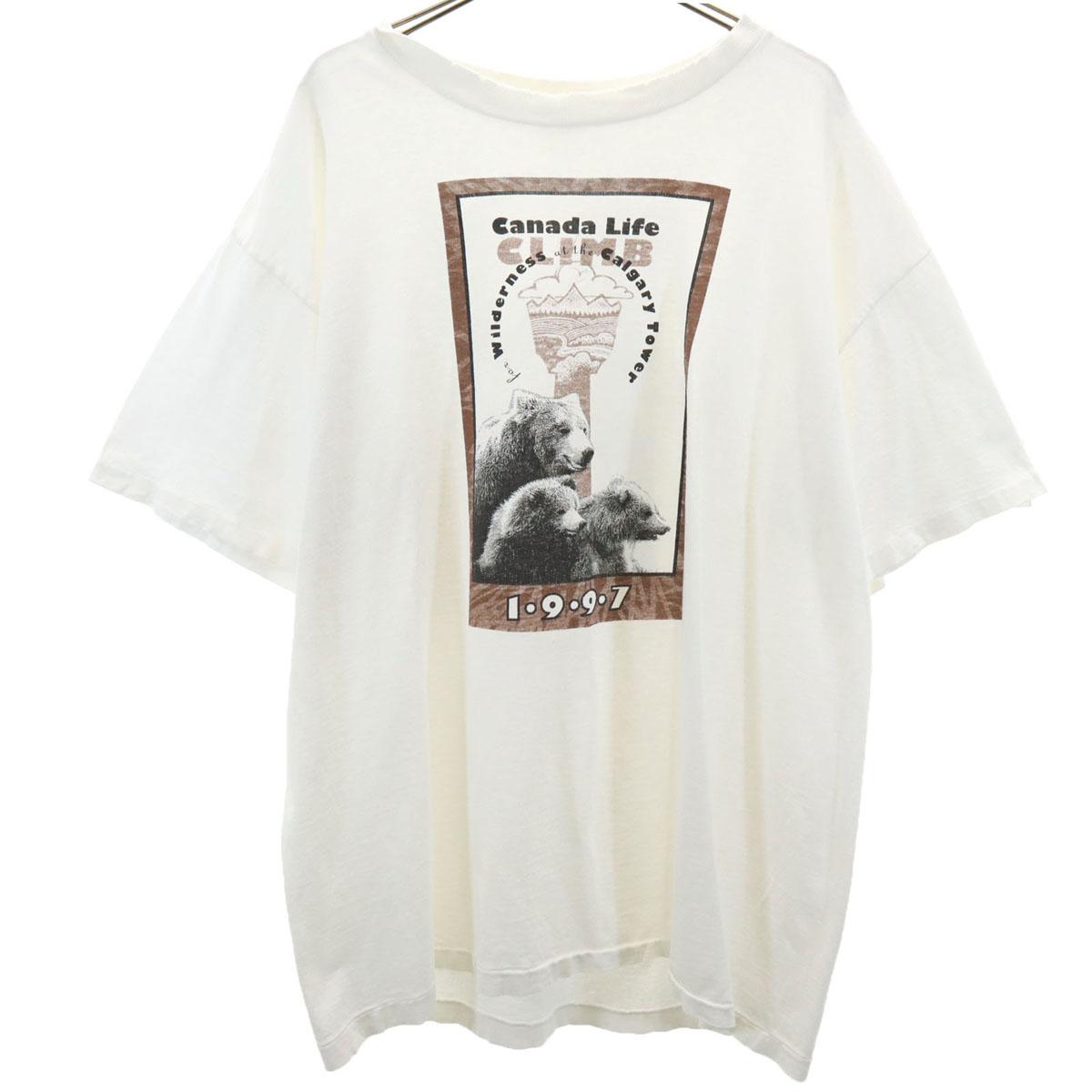 

BOW VALLEY 90s Made in Canada Old CANADA LIFE Bear Short sleeve T-shirt Men s Used