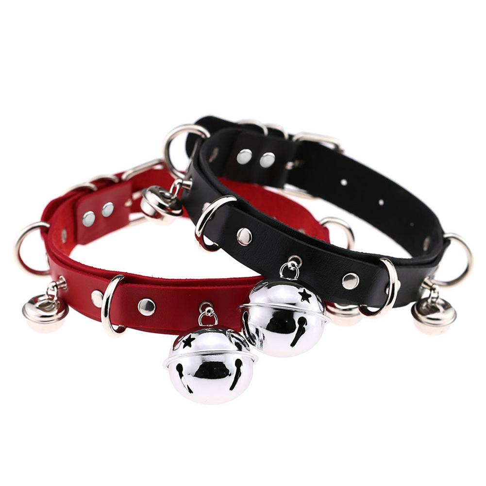 Cosplay Collar New Leather Bell Collar Role Play Exaggerated Neck