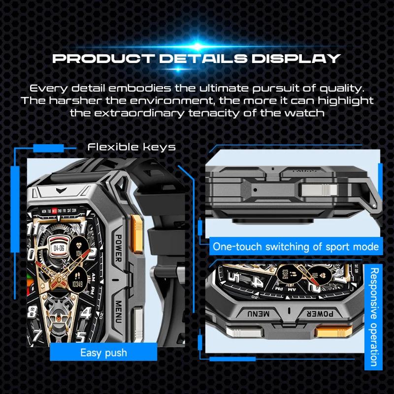 2025 New 1000mAh Battery Outdoor Smart Watch 2.13-Inch HD Screen Heart Rate Blood Pressure Waterproof Compass Sport Mode Smartwatch