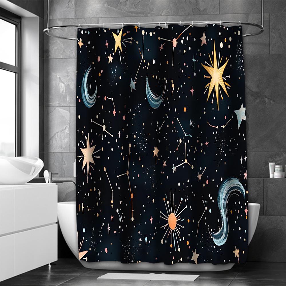 Starry Sky Modern Stye Bathing Curtain  Bathroom Shower Curtain Waterproof With 12 Hooks Home Deco Free Ship