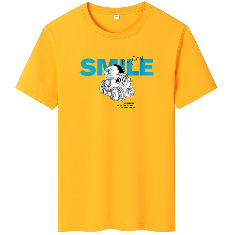 

Мужская модная футболка с принтом улыбки, 7 цветов, футболка из чистого хлопка с короткими рукавами 6XL жёлтый