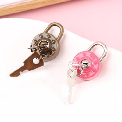 Round Shape Padlock Mini Luggage Hardware Locks W/Key For Jewelry Box Suitcase