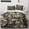 Marble King Queen Duvet Cover Cool Black and White Texture Pattern Bedding Set for Teens Adults 2/3pcs Polyester Quilt Cover