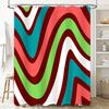 Colorful Wavy Shower Curtain For Modern Bath Decor: Green Red Blue White Stripes Waterproof Fabric Shutter Curtains