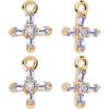 Beebeecraft 1 Box 10Pcs Tiny Cross Charms Real 18K Gold Plated Brass with Cubic Zirconia Smooth Irregular Crucifix Charms Accessories for Jewellery