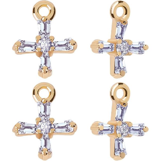 Beebeecraft 1 Box 10Pcs Tiny Cross Charms Real 18K Gold Plated Brass with Cubic Zirconia Smooth Irregular Crucifix Charms Accessories for Jewellery