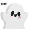 Halloween Atmosphere Props for Photos 3Pcs/Set Tiered Tray Decorations, Cute Ghost Pumpkin Black Cat Decorative Wood Crafts Shelves Ornaments, Wooden