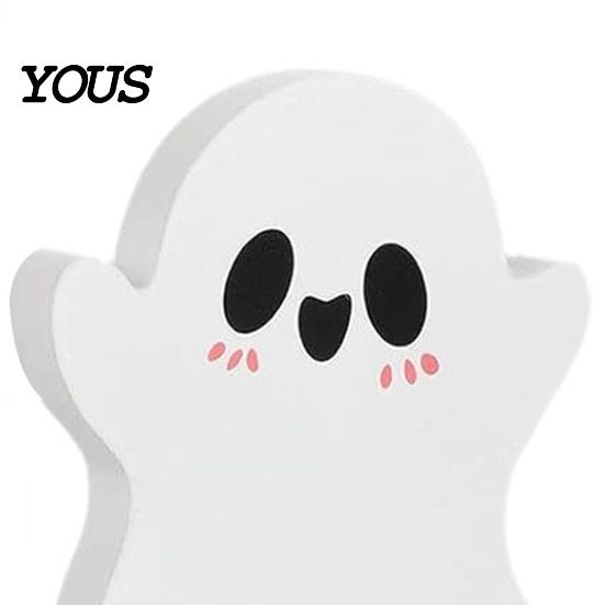 Halloween Atmosphere Props for Photos 3Pcs/Set Tiered Tray Decorations, Cute Ghost Pumpkin Black Cat Decorative Wood Crafts Shelves Ornaments, Wooden