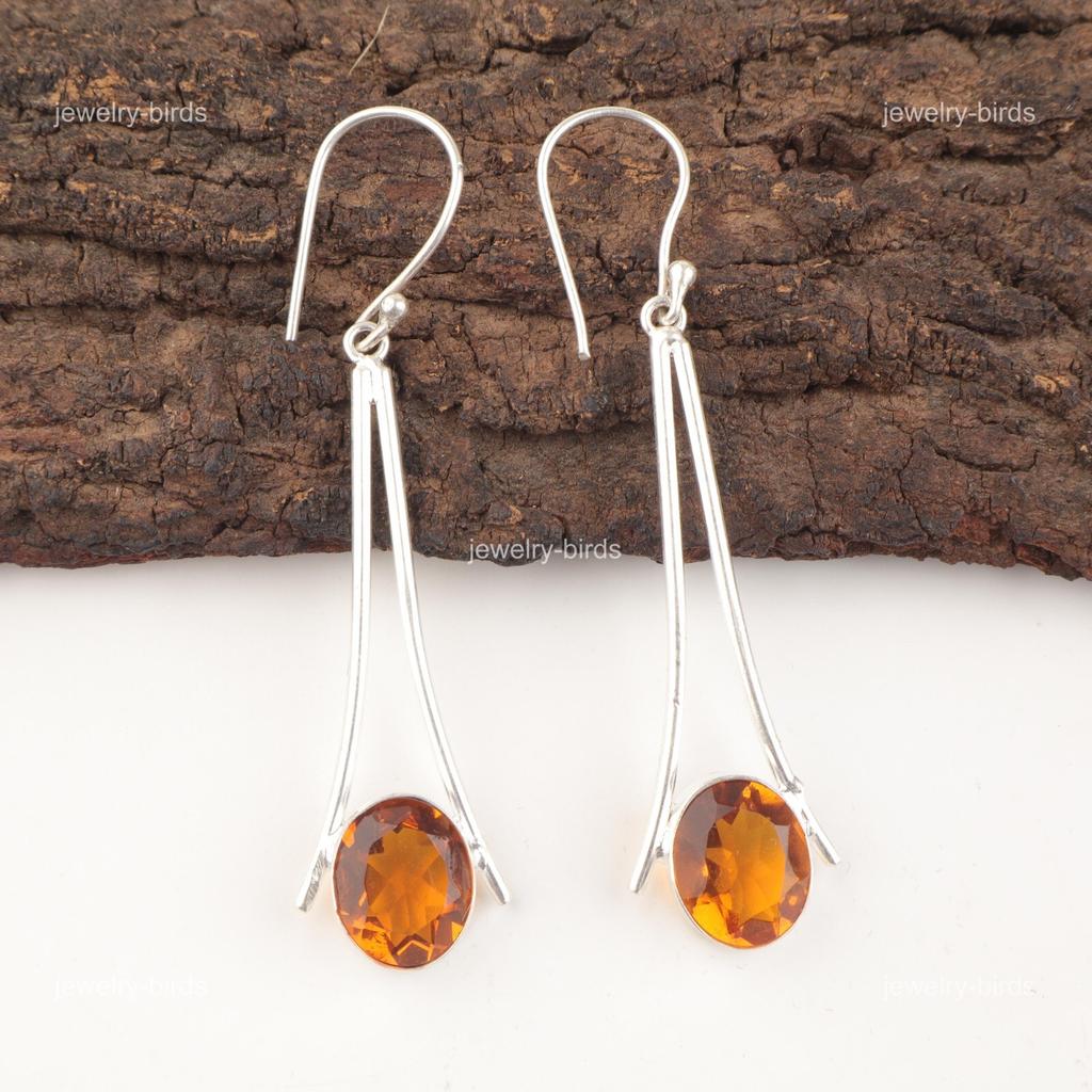 Citrine Stone 925 Silver Mothers Day Dangling Daughter Gift New Earrings Jewelry EE-136-5