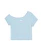 Emelbi Women'S Basic Off-Shoulder Short Sleeve T-Shirt La (Mg.Blue)