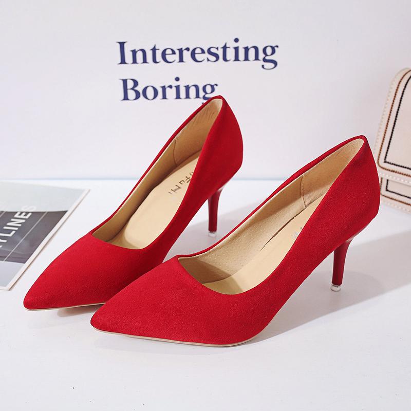 Maogu Women Low Heel Pointed Toe Pumps Velvet Slip-on Cozy Ladies Heeled Shoe Stiletto 5cm Wine Red 2024 Summer High Heels Shoes