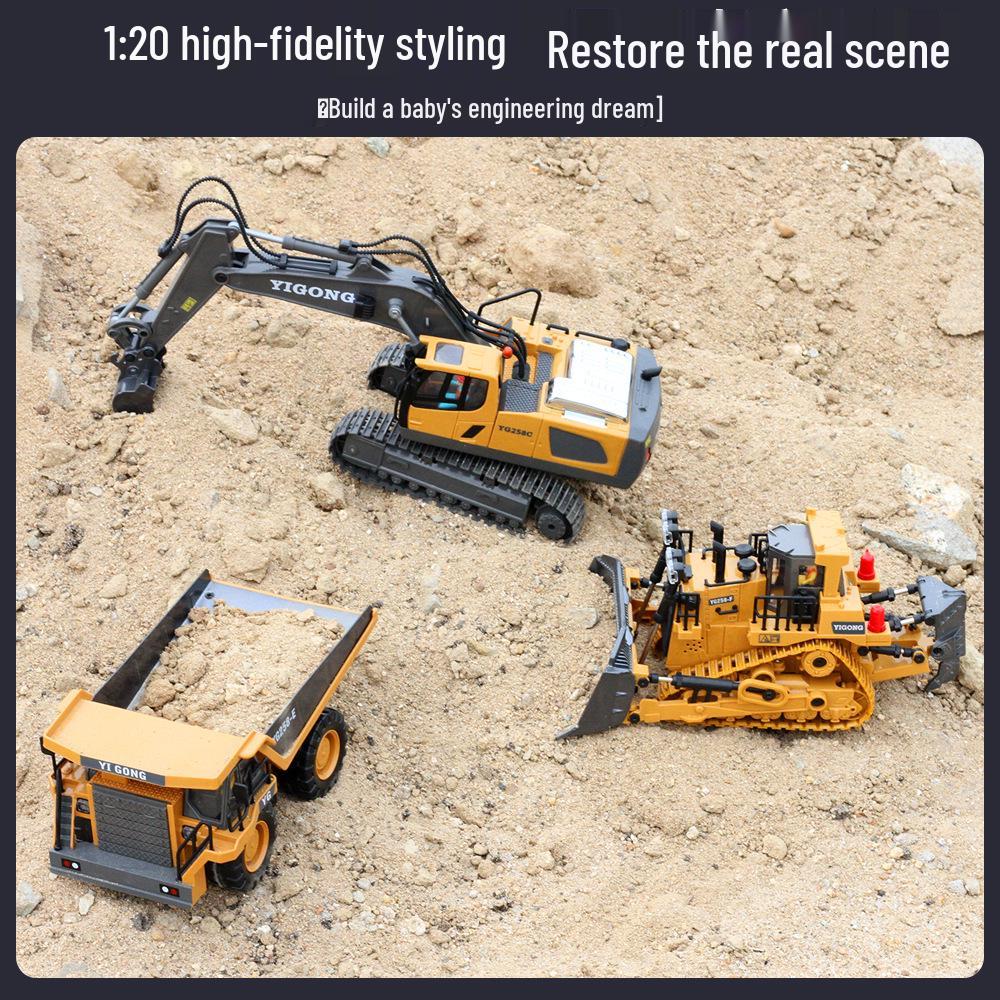Remote Control Alloy Excavator & Dump Truck Toy Set for Kids
