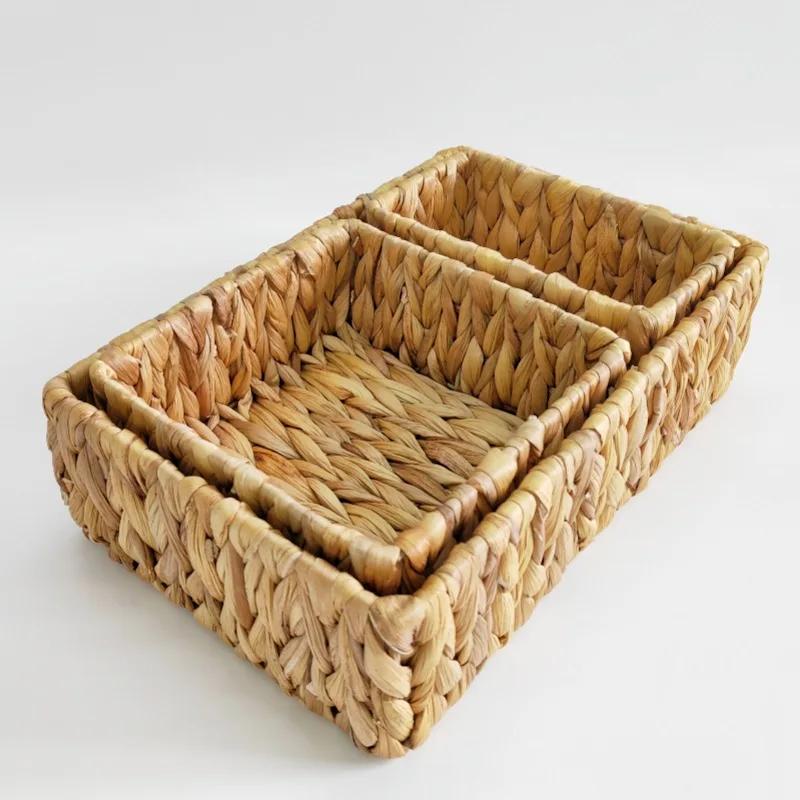 Europa Weidenkorb Rechteckiger Seegras-Korb Kasten Geflochtener Rattan-Behälter Regal-Organizer Küche Haus Badezimmer Dekor