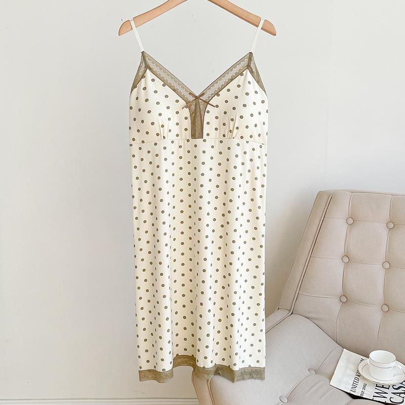 Women's Camisole Nightgown - Lace, Sexy Girlish Style, with Chest Pads, for Spring & Autumn.