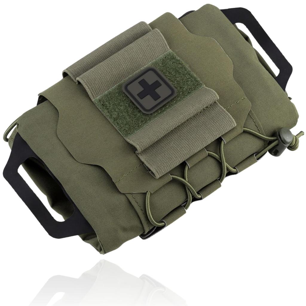 MILQUEST Medical Pouch for Airsoft/Sports, MOLLE Compatible, "Show-off Gear," First Aid, Utility, Tactical EDC Pouch (Ranger Green)