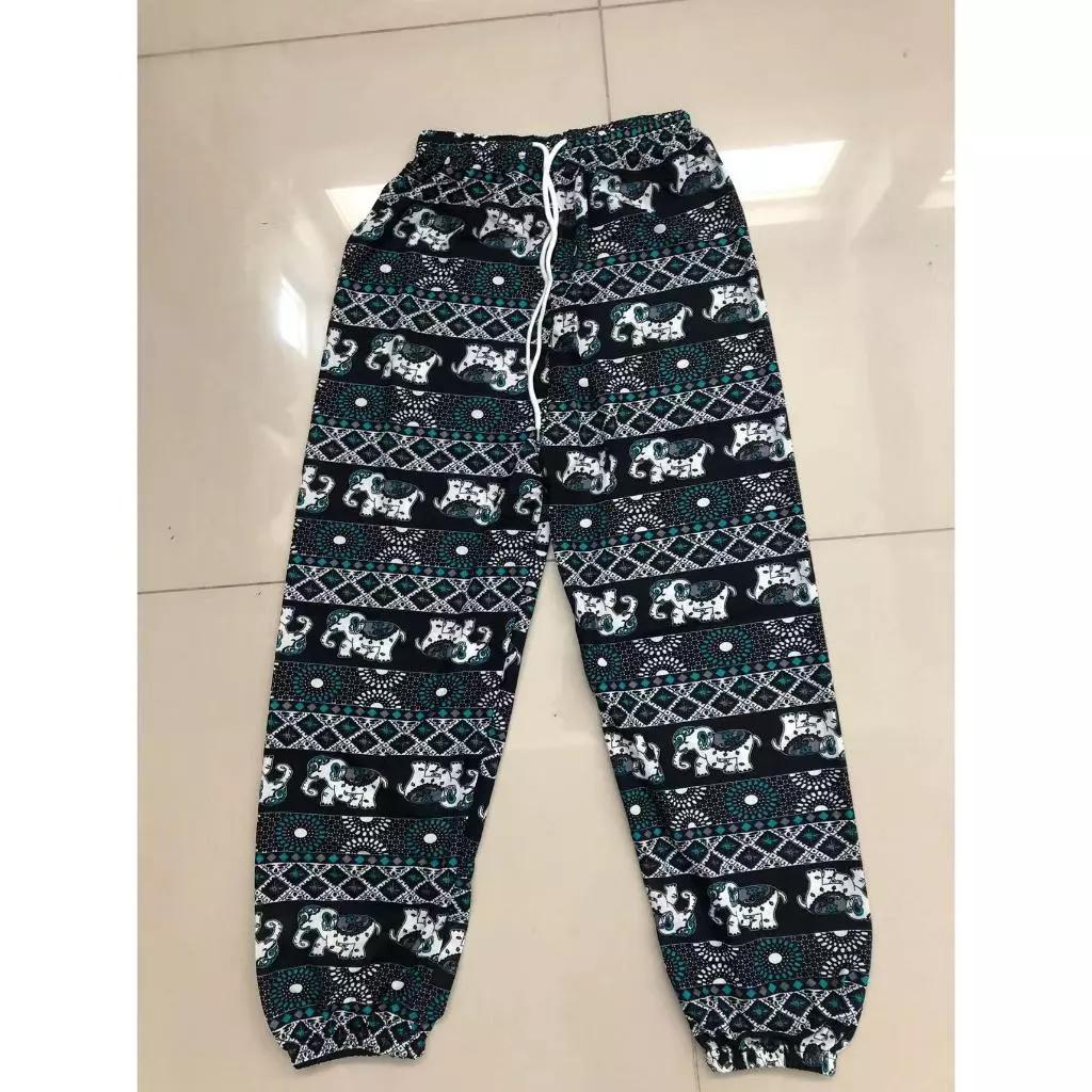 Elefanten Hose Lang Weites Bein Verstellbarer Elastischer Bund Riemen Unisex Damen Herren Druck Thailand Lässig Streetwear Strand Boho Retro Vintage